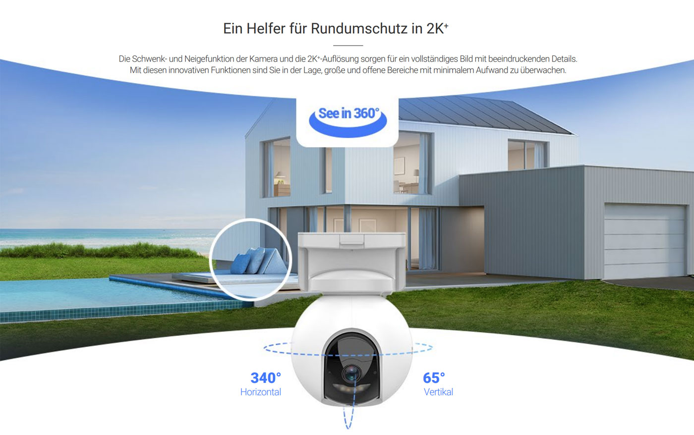 Ezviz HB8 Smarte Outdoor 2K-Außenkamera mit App-Anbindung und Nachtsicht