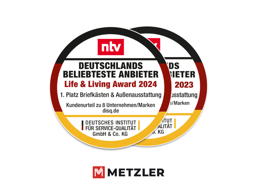 Metzler GmbH erneut als beliebtester Anbieter für Briefkästen & Außenanlagen ausgezeichnet - Metzler GmbH erneut als beliebtester Anbieter für Briefkästen & Außenanlagen ausgezeichnet