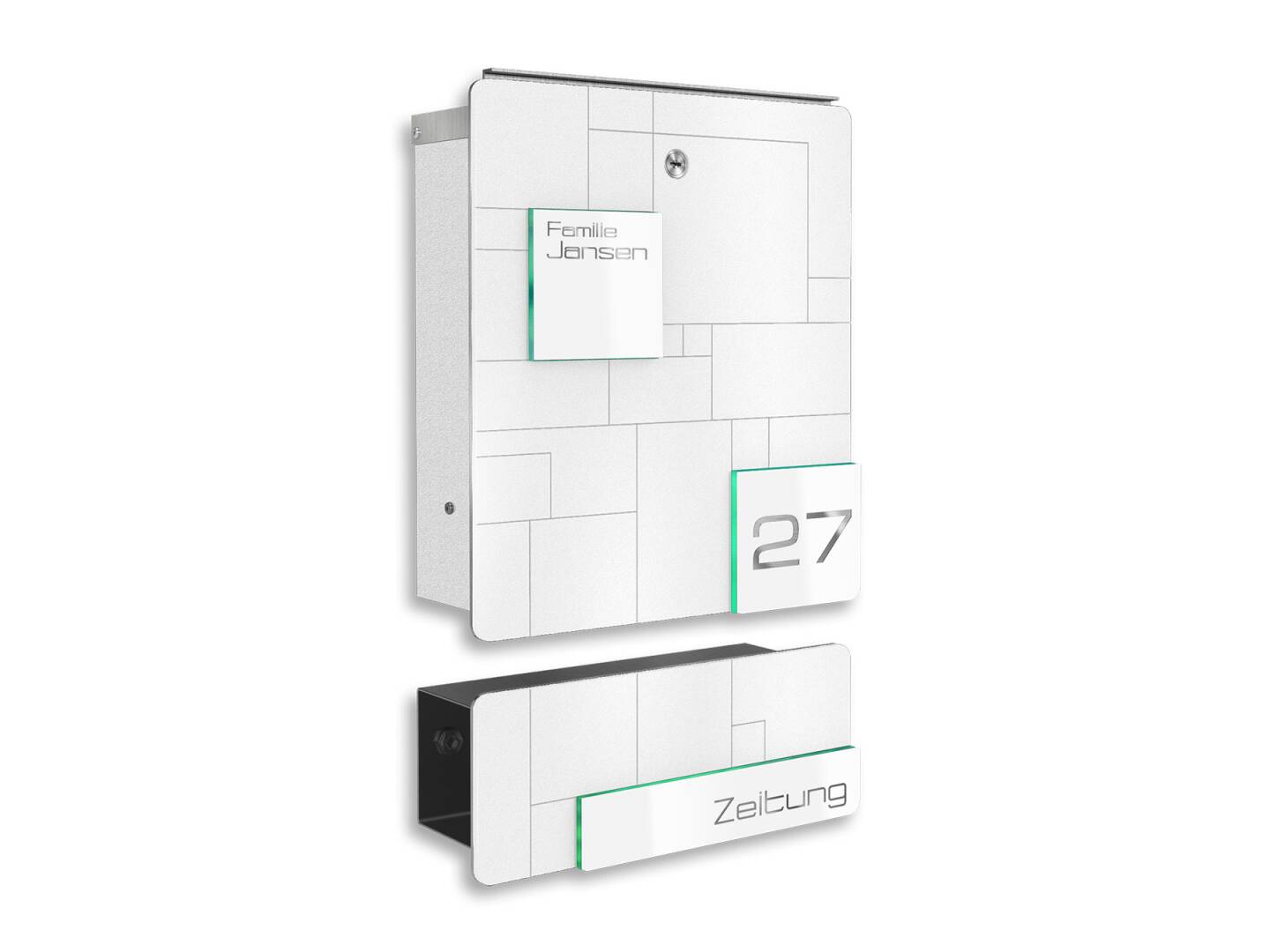 Metzler Briefkasten Modell 02 Weiß mit Zeitungsfach