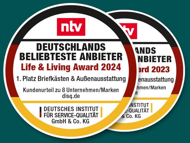 Metzler ist Deutschlands beliebtester Anbieter 2023 + 2024 für Briefkästen und Aussenausstattung