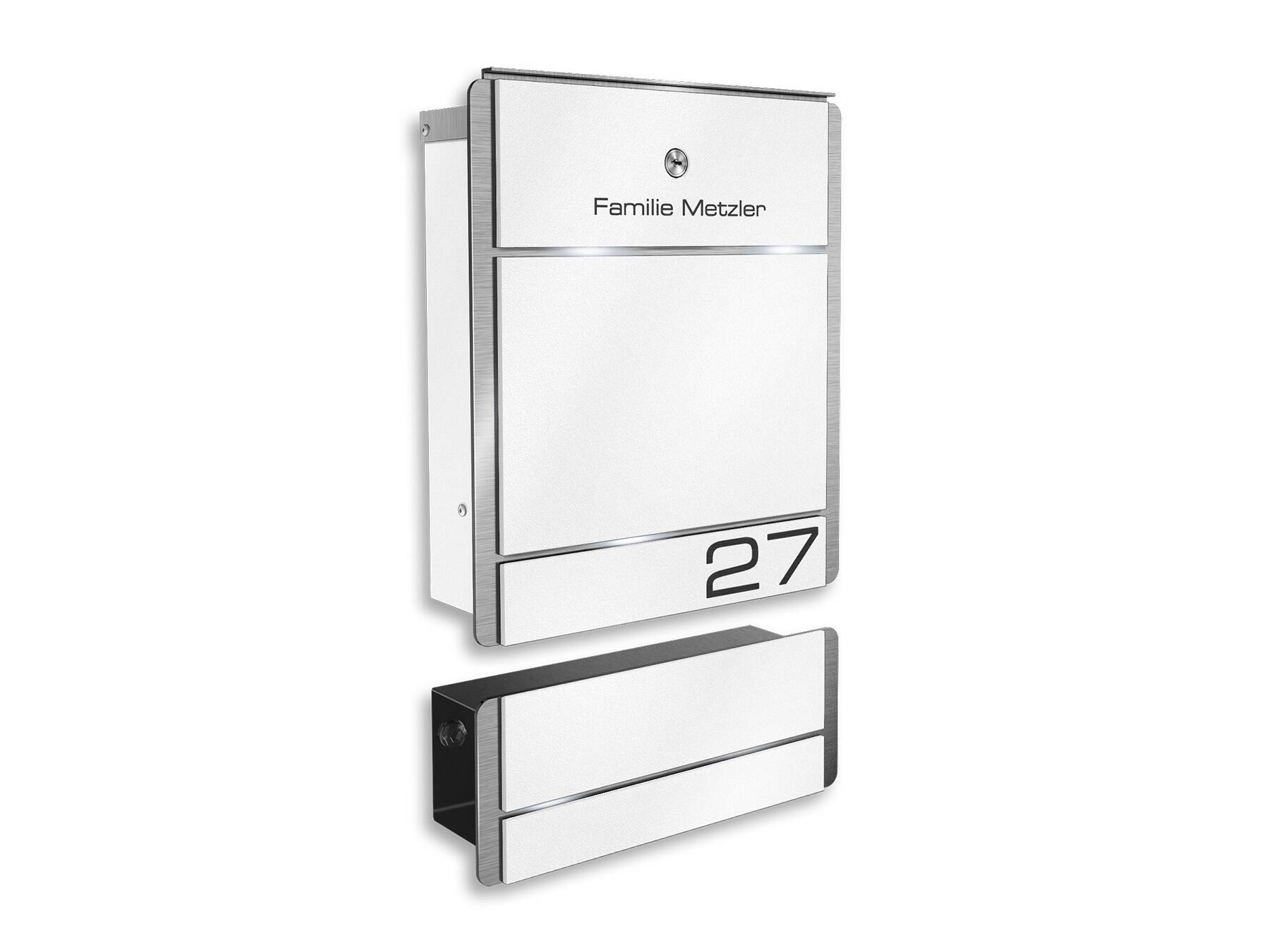 Metzler Briefkasten Modell 01 Weiß mit Zeitungsfach