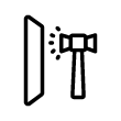 Hammer Symbol welches auf den Bildschirm Display schlägt