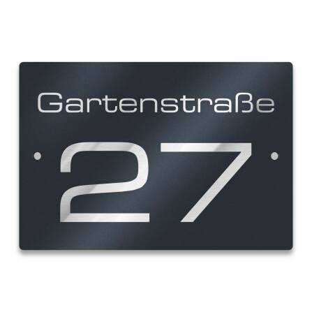 Hausnummernschild für Straße & Ziffer in Anthrazit RAL7016