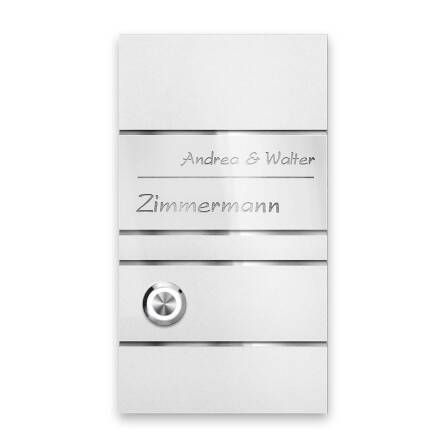Metzler Design Türklingel Weiß Acrylglas Gravur optional Modell Ava Slim
