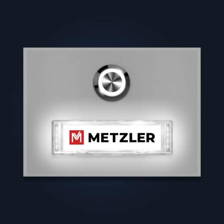 Metzler Türklingel Aufputz Weiß austauschbares Namensschild Modell Abakos