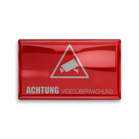3D-Aufkleber - Achtung Videoüberwachung - rot
