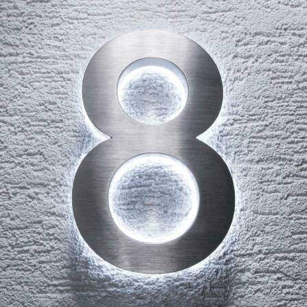 LED-beleuchtete 3D-Edelstahl Hausnummer Höhe 20 cm 8