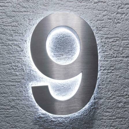 LED-beleuchtete 3D-Edelstahl Hausnummer Höhe 20 cm 9