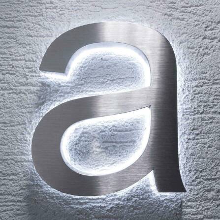 LED-beleuchtete 3D-Edelstahl Hausnummer Höhe 20 cm a