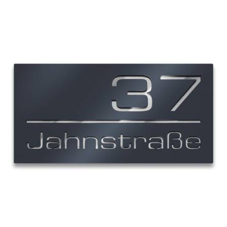 3D-Hausnummernschild aus Edelstahl in Anthrazit