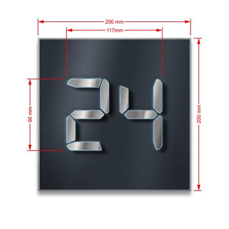 Metzler LED-beleuchtetes Hausnummernschild mit digitalen Ziffern aus Edelstahl