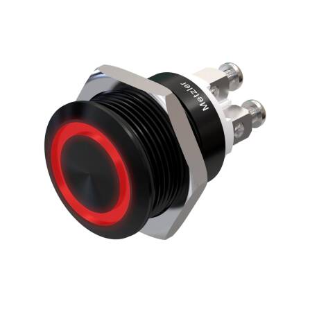 Metzler - Drucktaster 19mm - LED Ringbeleuchtung Rot -...