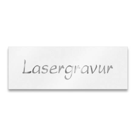 Namensschild aus Edelstahl in Weiß mit Lasergravur