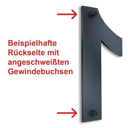 Metzler Hausnummer DB 703 Eisenglimmer pulverbeschichtet, Arial, Höhe 20 cm Schrägstrich /
