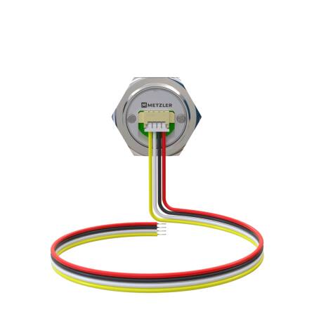Metzler - Drucktaster 19mm - LED Ringbeleuchtung Blau - IP67 IK10 - Edelstahl - Flach - JST Kabelanschluss
