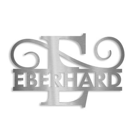 Personalisiertes Monogramm aus Edelstahl Namenszeichen 180 x 270 mm Silikonkleber