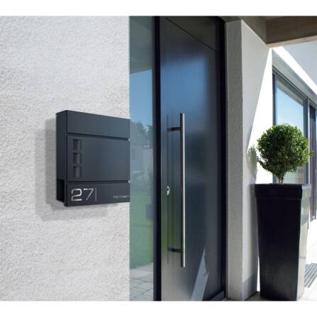 Metzler Briefkasten Schwarz hochwertiger Stahl Sichtfenster Modell Cube