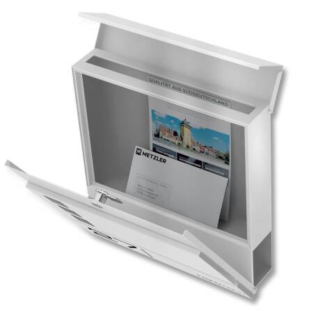 Metzler Briefkasten Weiß hochwertiger Stahl Sichtfenster Modell Cube