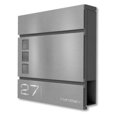 Metzler Briefkasten Graualuminium hochwertiger Stahl Sichtfenster | Cube