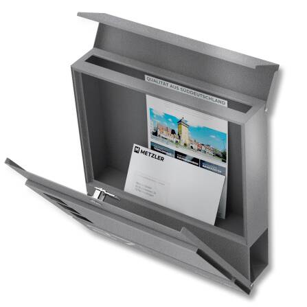 Metzler Briefkasten Graualuminium hochwertiger Stahl Sichtfenster | Cube
