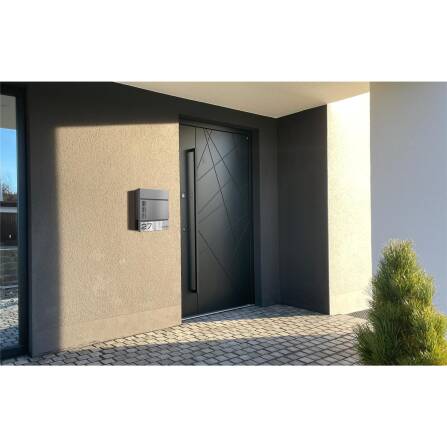 Metzler Briefkasten Graualuminium RAL9007 Stahl Sichtfenster | Oltmann