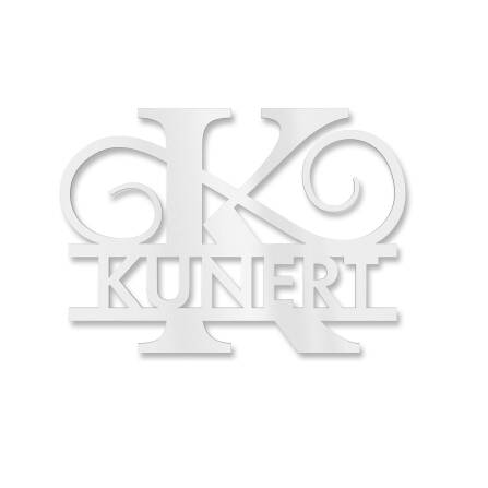 Personalisiertes Namensschild mit Monogramm in Verkehrsweiß RAL 9016 180 x 270 mm Steckdübel