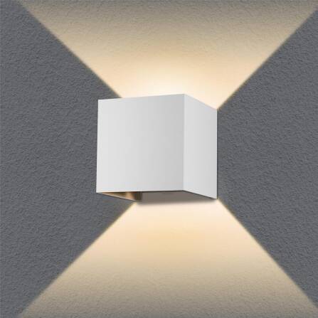 Metzler LED Wandleuchte weiß pulverbeschichtet Up-Down-Light IP 65 warmweiß, 12 W, 3000 K, einstellbarer Lichtkegel