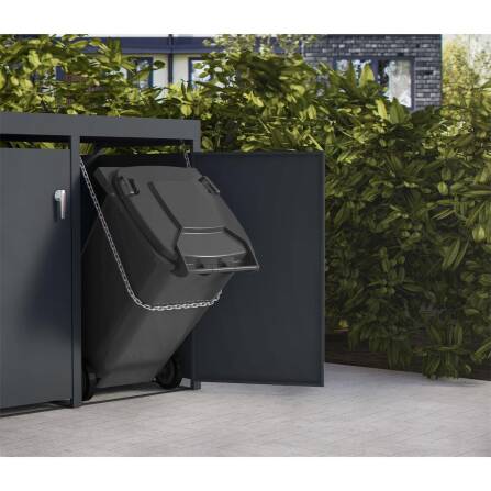 Metzler Mülltonnenbox mit Pflanzdach - Einzelbox massiv & rostfrei RAL7016 Anthrazitgrau matt