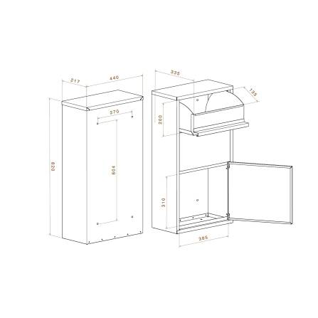 Metzler Paketbox rostfrei und massiv mit Ständer, RAL7016 Anthrazitgrau matt, | Avalon 3
