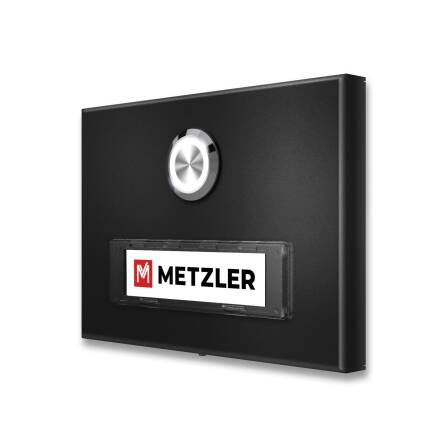 Metzler Türklingel Aufputz Schwarz austauschbares Namensschild | Abakos