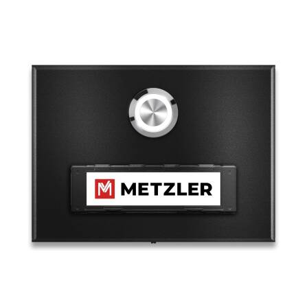 Metzler Türklingel Aufputz Schwarz austauschbares Namensschild Modell Abakos