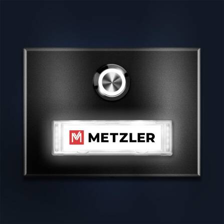 Metzler Türklingel Aufputz Graualuminium austauschbares Namensschild | Abakos