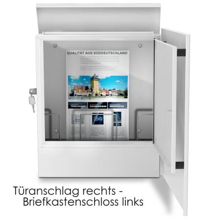 Metzler Briefkasten Verkehrsweiß RAL9016 hochwertiger Stahl Edelstahlleiste | Lepo 1