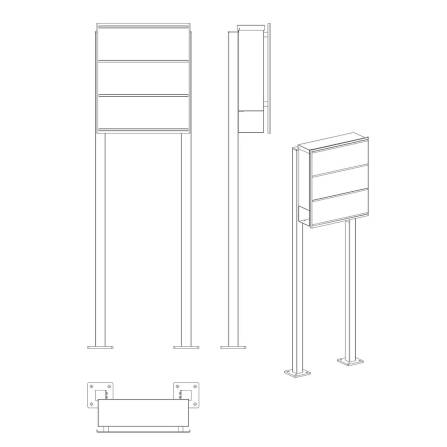 Metzler Standbriefkasten Anthrazit hochwertiger Stahl | Lepo 1  Schloss rechts