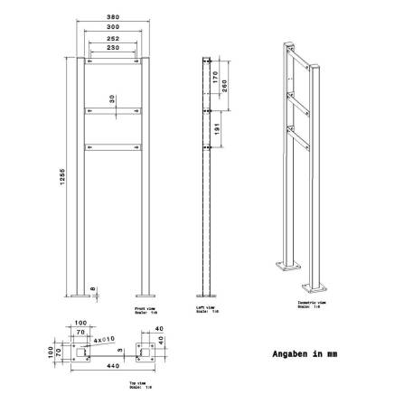Metzler Standbriefkasten Anthrazit hochwertiger Stahl | Lepo 1  Schloss rechts