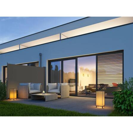 Metzler Seitenmarkise ausziehbar, Sichtschutz für Balkon, Garten & Terrasse, Dunkelgrau