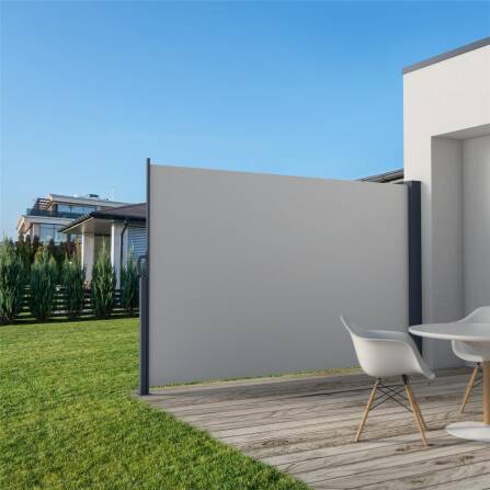 Metzler Seitenmarkise ausziehbar, Sichtschutz für Balkon, Garten & Terrasse, Beige, 300cm x 180cm