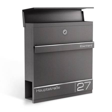 Metzler Briefkasten in DB703 Eisenglimmer Lasergravur optional | Hermann