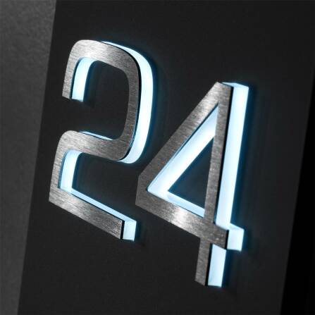 Metzler Türklingel Aufputz mit Gravur 3D-LED-Hausnummer | Gala
