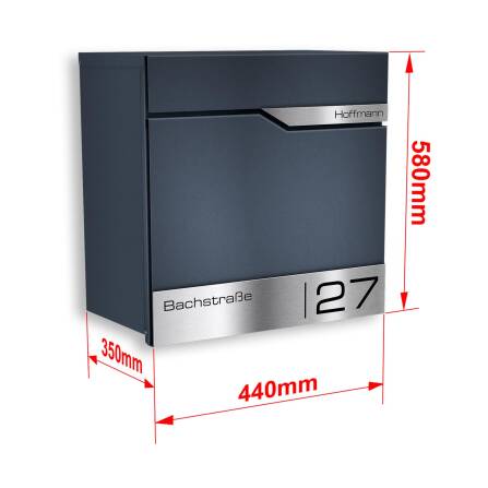 Metzler Paketbox  Anthrazit RAL 7016 | personalisiert mit Gravur | Edelstahl-Namensschild | rostfrei & massiv | Siebertbox 1