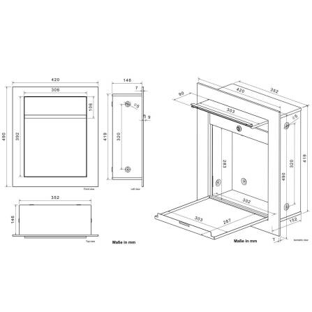 Metzler Unterputz Briefkasten Tiefschwarz RAL9005 hochwertiger Stahl | Hugo