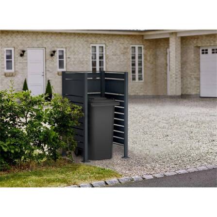 Metzler Sichtschutz Mülltonnenzaun | für eine Mülltonne | rostfrei und massiv | RAL 7016 Anthrazitgrau