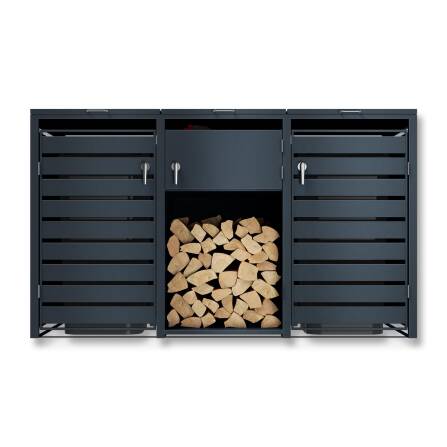Metzler Brennholzregal | Einzelbox | massiv & rostfrei | RAL7016 Anthrazitgrau matt