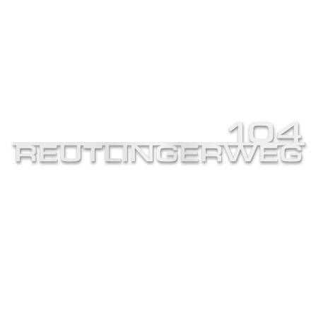 Metzler Edelstahl Schriftzug mit Straße & Hausnummer | RAL 9016 Verkehrsweiß | 380 mm | Oskar