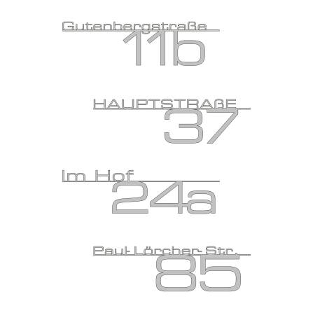 Metzler Edelstahl Schriftzug mit Straße & Hausnummer | RAL 7016 Anthrazitgrau | 380 mm | Bach