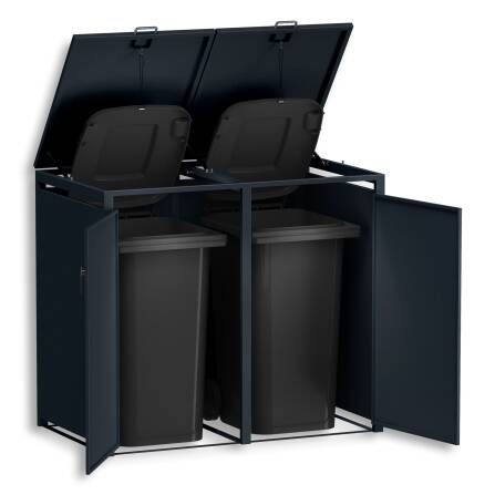 Metzler Mülltonnenbox | zweitürig | rostfrei und massiv | 2x 120l | RAL7016 Anthrazitgrau matt