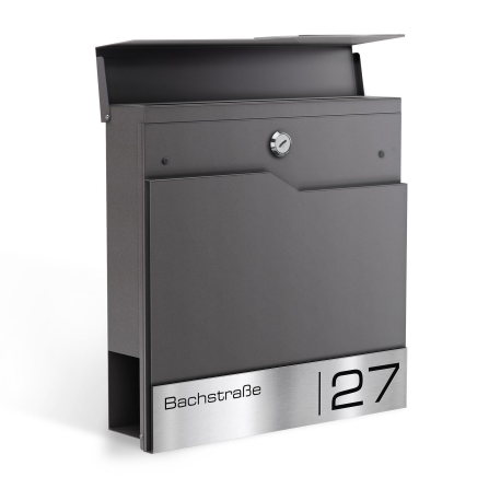 Metzler Briefkasten mit Edelstahl-Namensschild | DB 703 Eisenglimmer | Enno