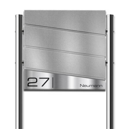 Metzler Design Standbriefkasten mit Standfuß aus Edelstahl | RAL 9007 Graualuminium | Neumann