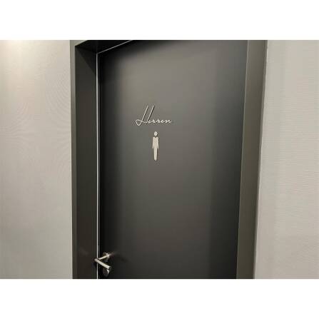 Edelstahl WC Schriftzug für Herren mit Symbol