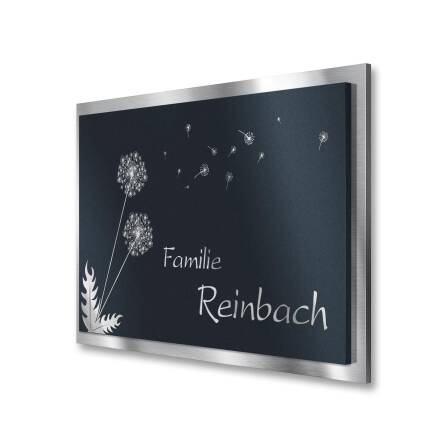 Namensschild Pusteblume aus Edelstahl in Anthrazit | 380 x 266 mm